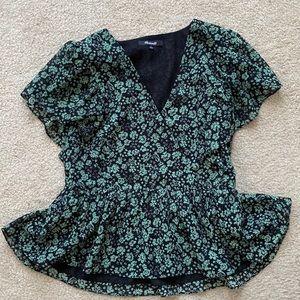Madewell cross front peplum shirt // size S